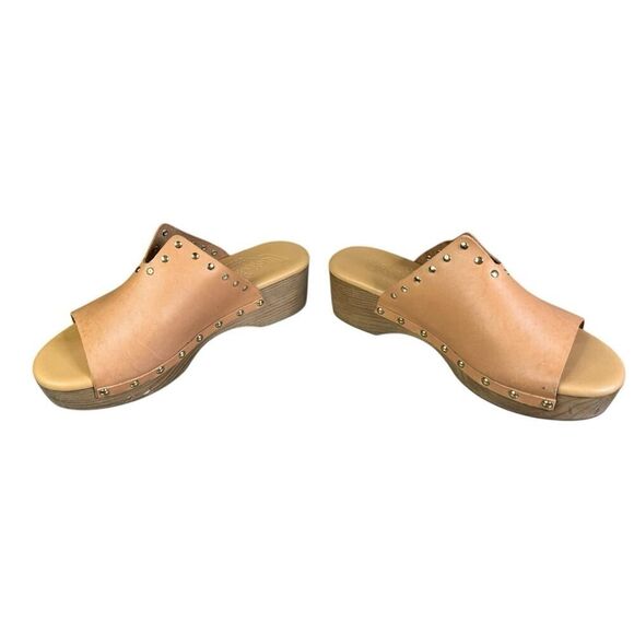 Ancient Greek Sandals Sagini Leather Clogs with Gold Studs Beige EU 39 US 9 - Picture 6 of 13